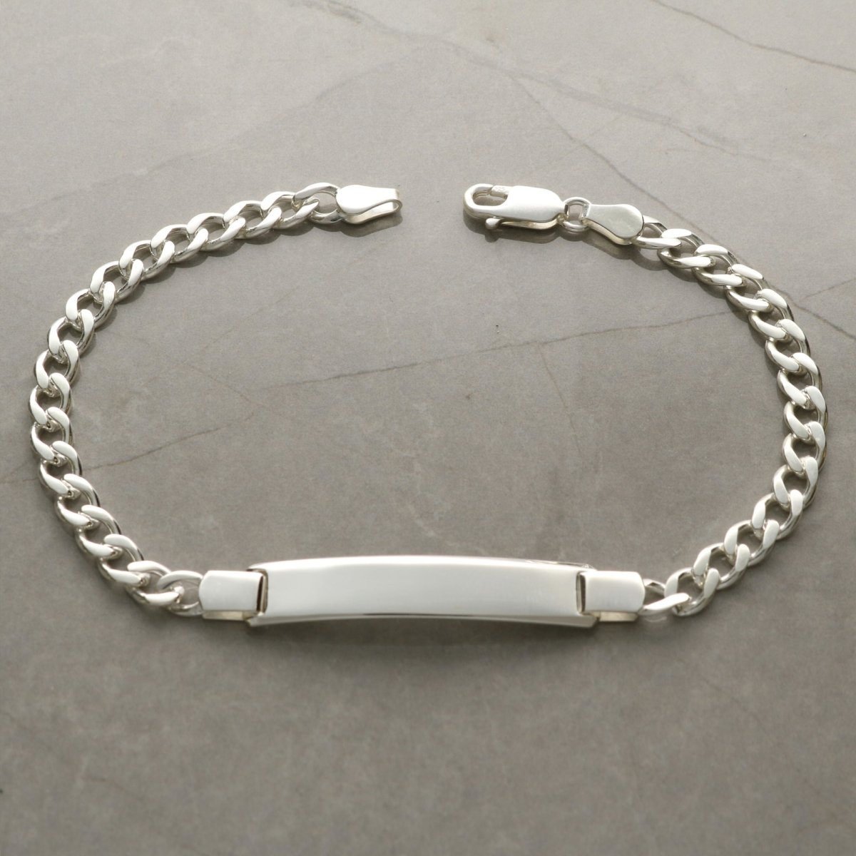 Sterling Silver Mens Slim ID Bracelet With Optional Engraving - Love Silver Jewellery