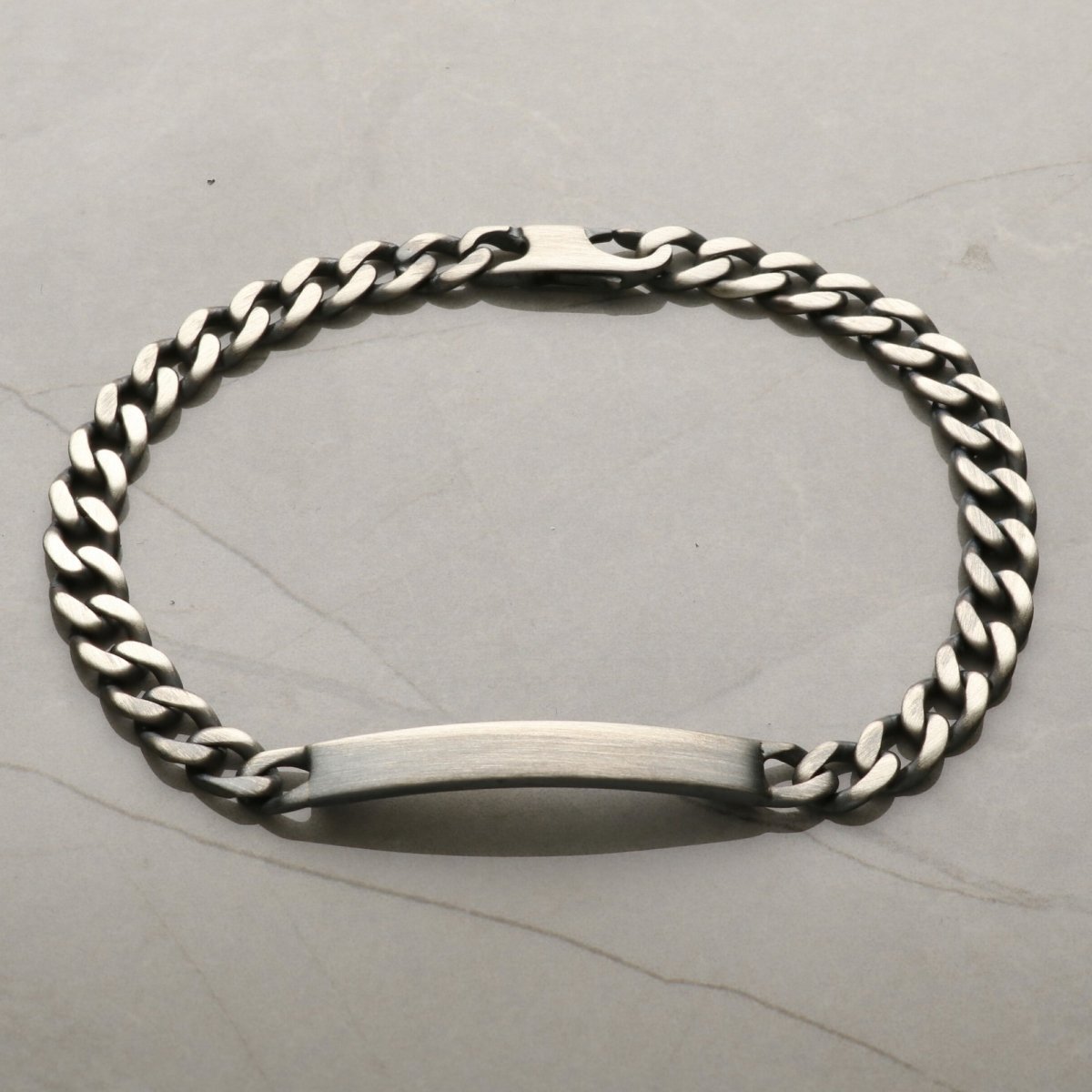 Slimline ID Bracelet in Antique Finish Sterling Silver With Optional Engraving - Love Silver Jewellery