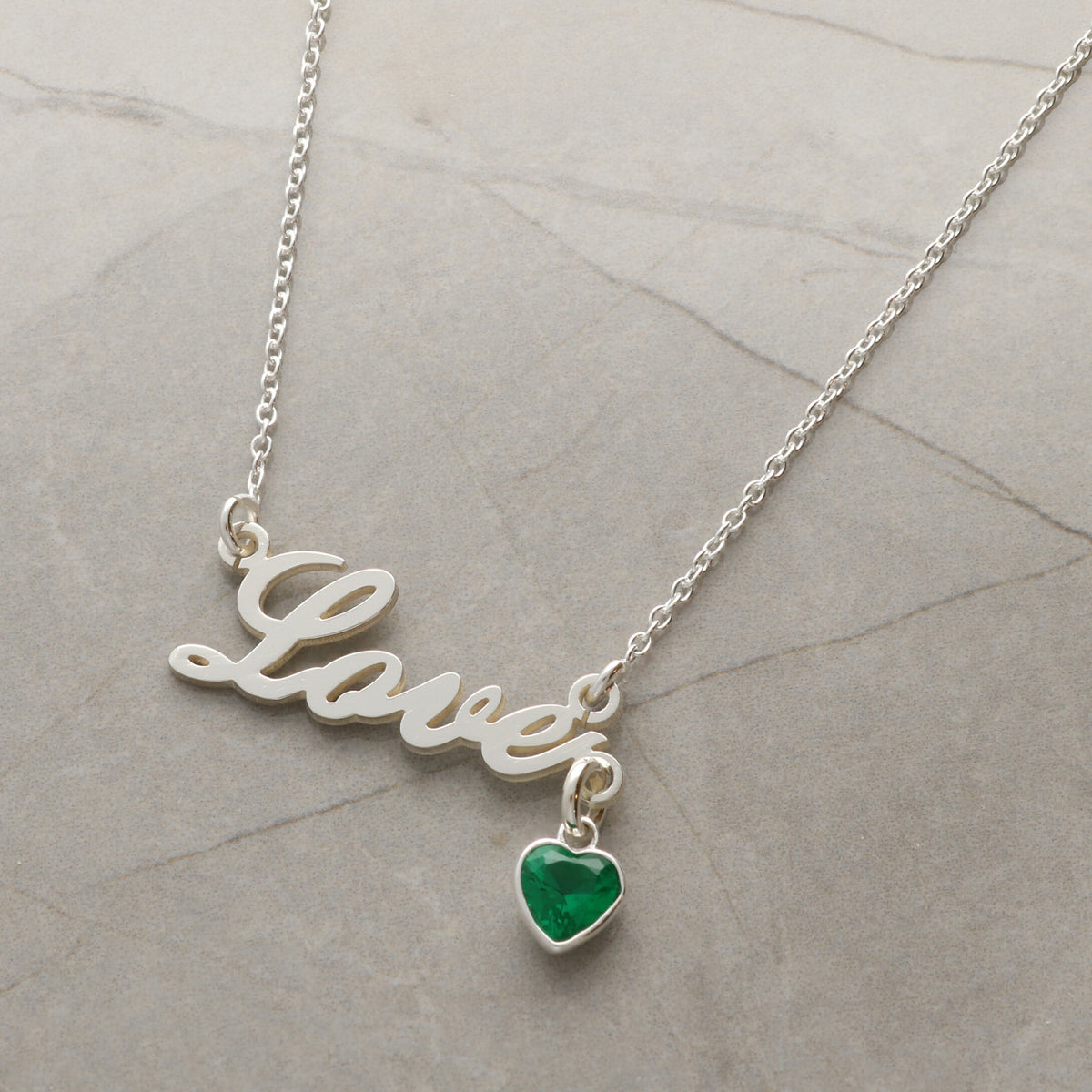 Personalised Sterling Silver Birthstone Name Necklace