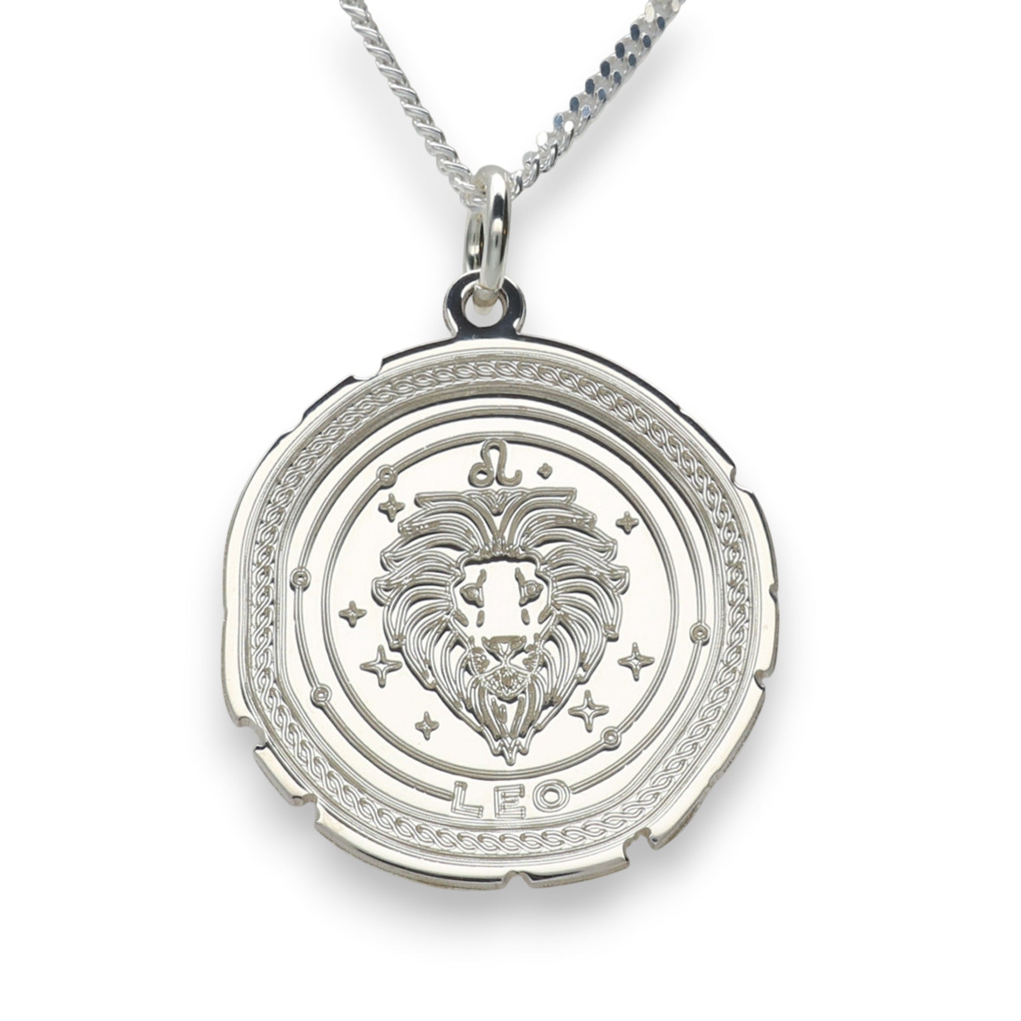 Sterling Silver Zodiac Necklace Engraved Star Sign Pendant with Optional Engraving