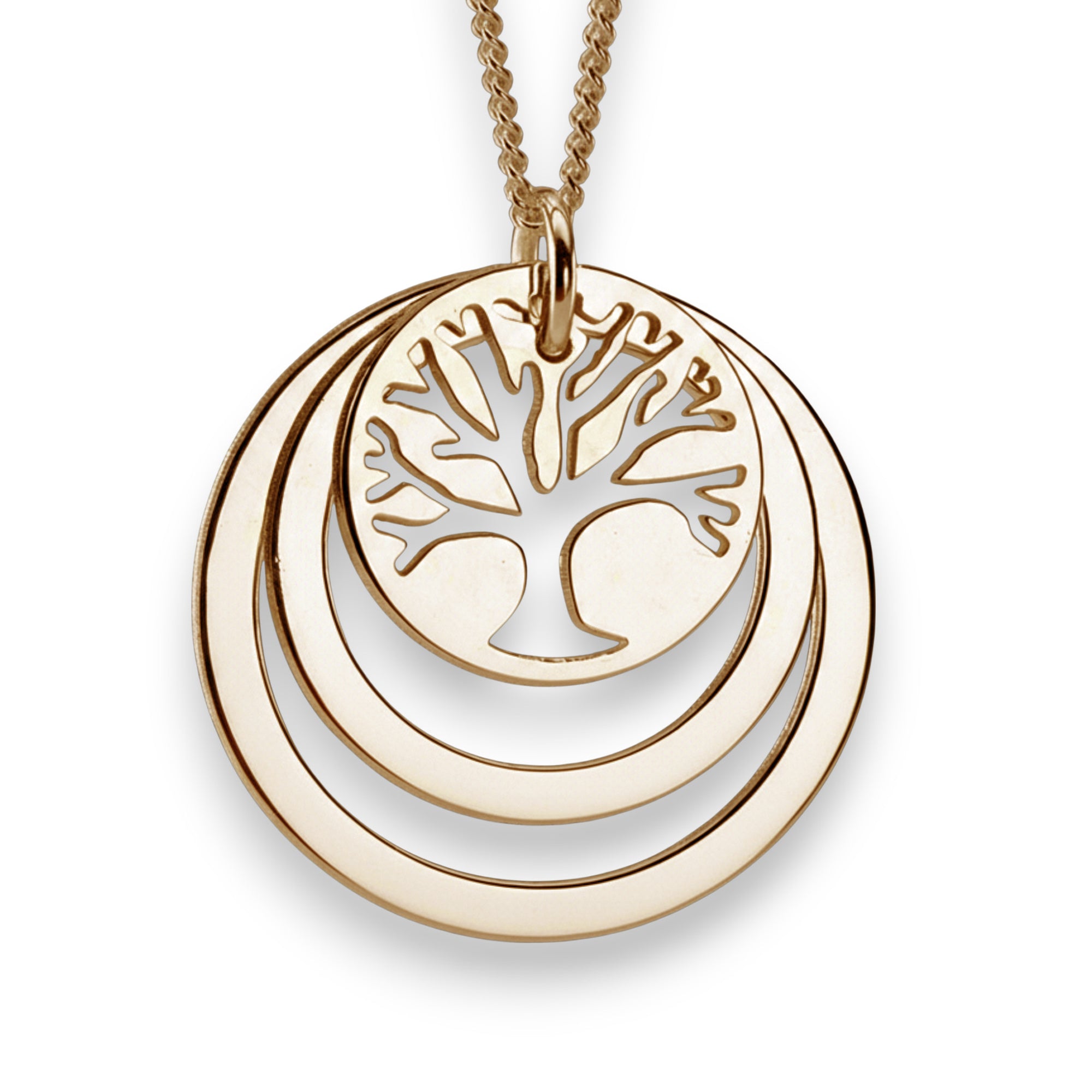 9ct Yellow Gold Plated Tree of Life Two Disc Family Necklace