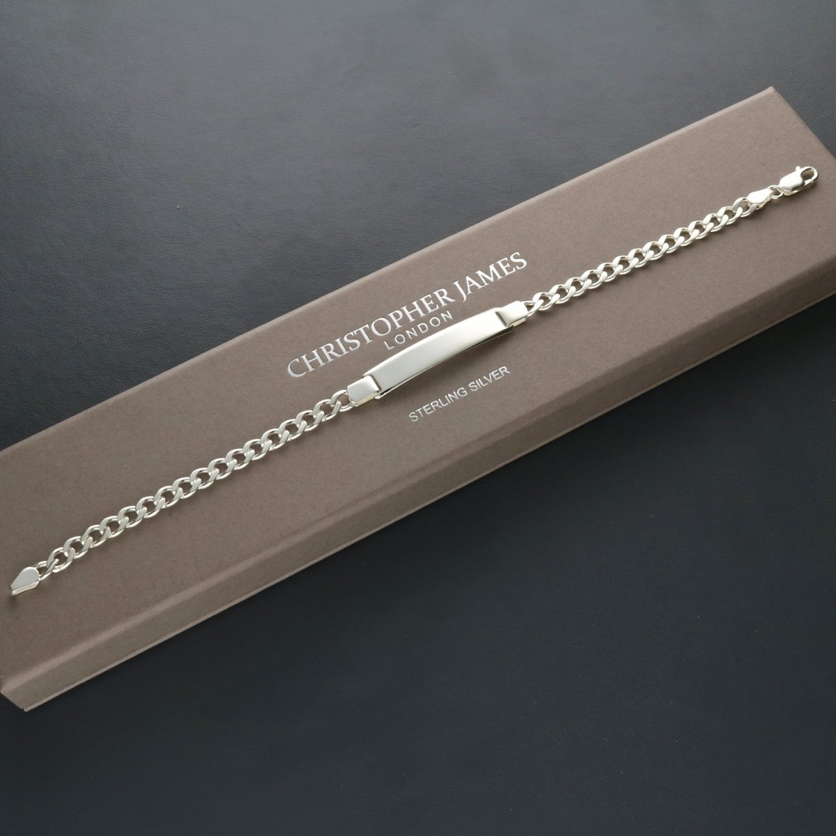 Sterling Silver Mens Slim ID Bracelet With Optional Engraving - Love Silver Jewellery