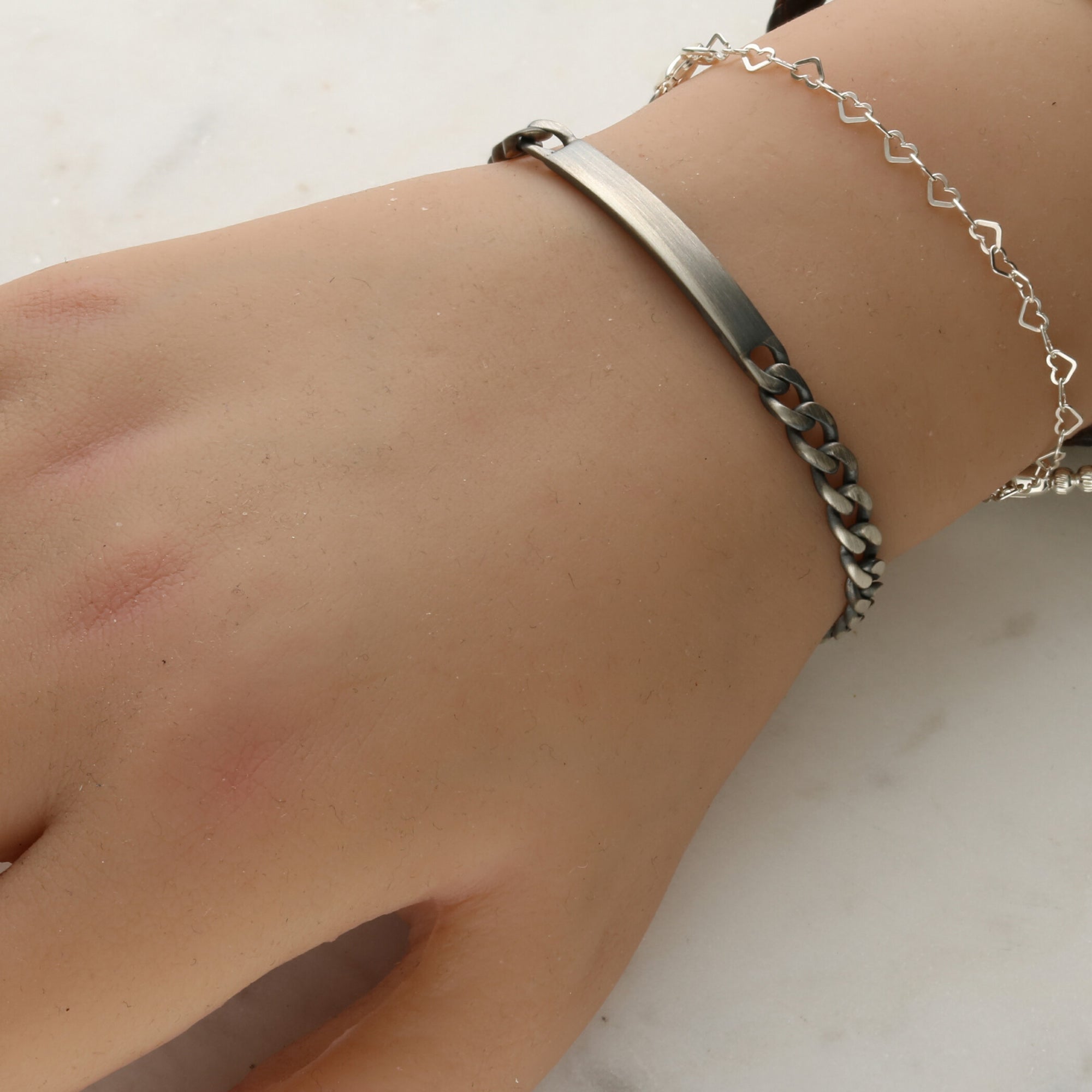 Slimline ID Bracelet in Antique Finish Sterling Silver With Optional Engraving