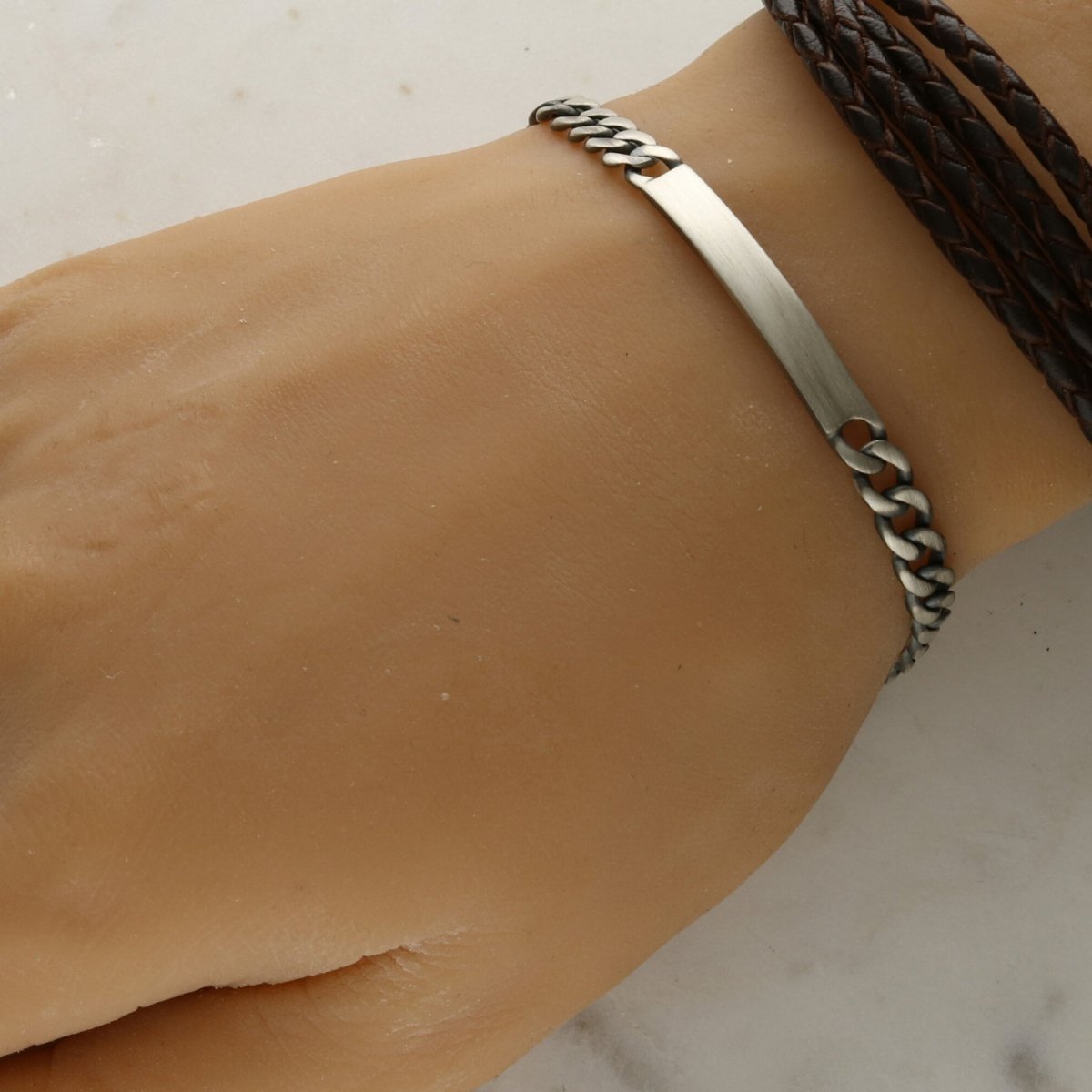 Slimline ID Bracelet in Antique Finish Sterling Silver With Optional Engraving - Love Silver Jewellery