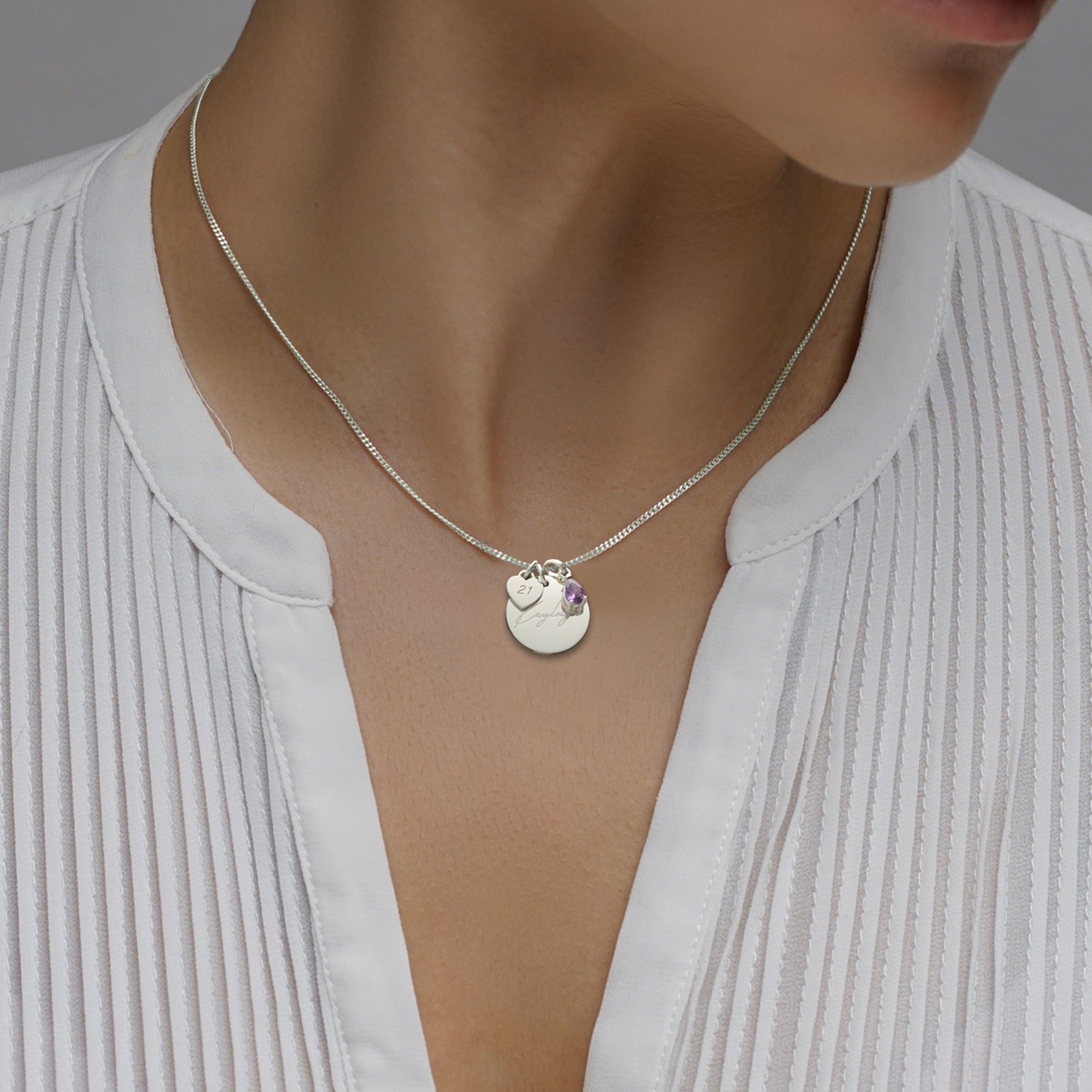 Sterling Silver Personalised Birthday Necklace With Teardrop Birthstone Charm