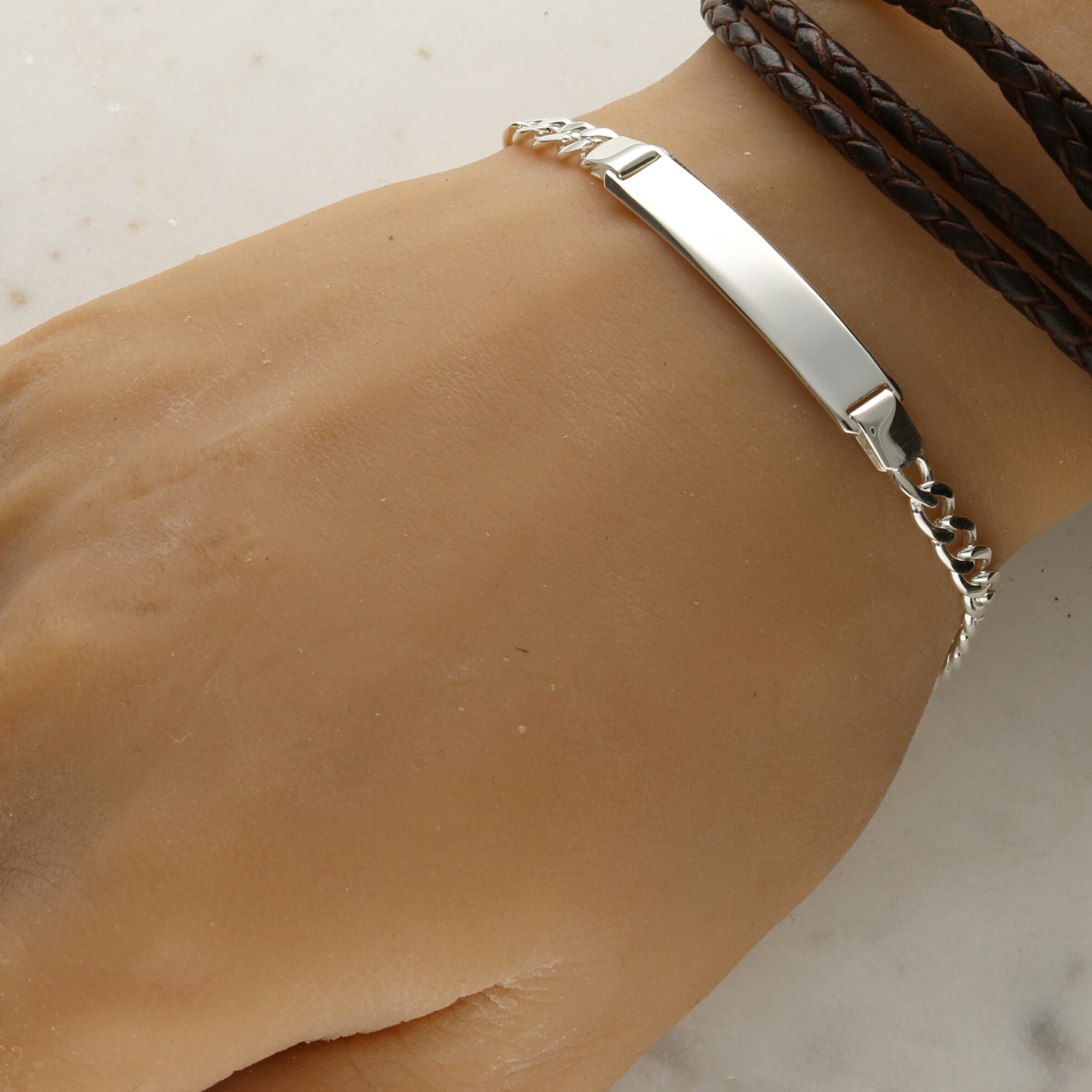 Sterling Silver Mens Slim ID Bracelet With Optional Engraving