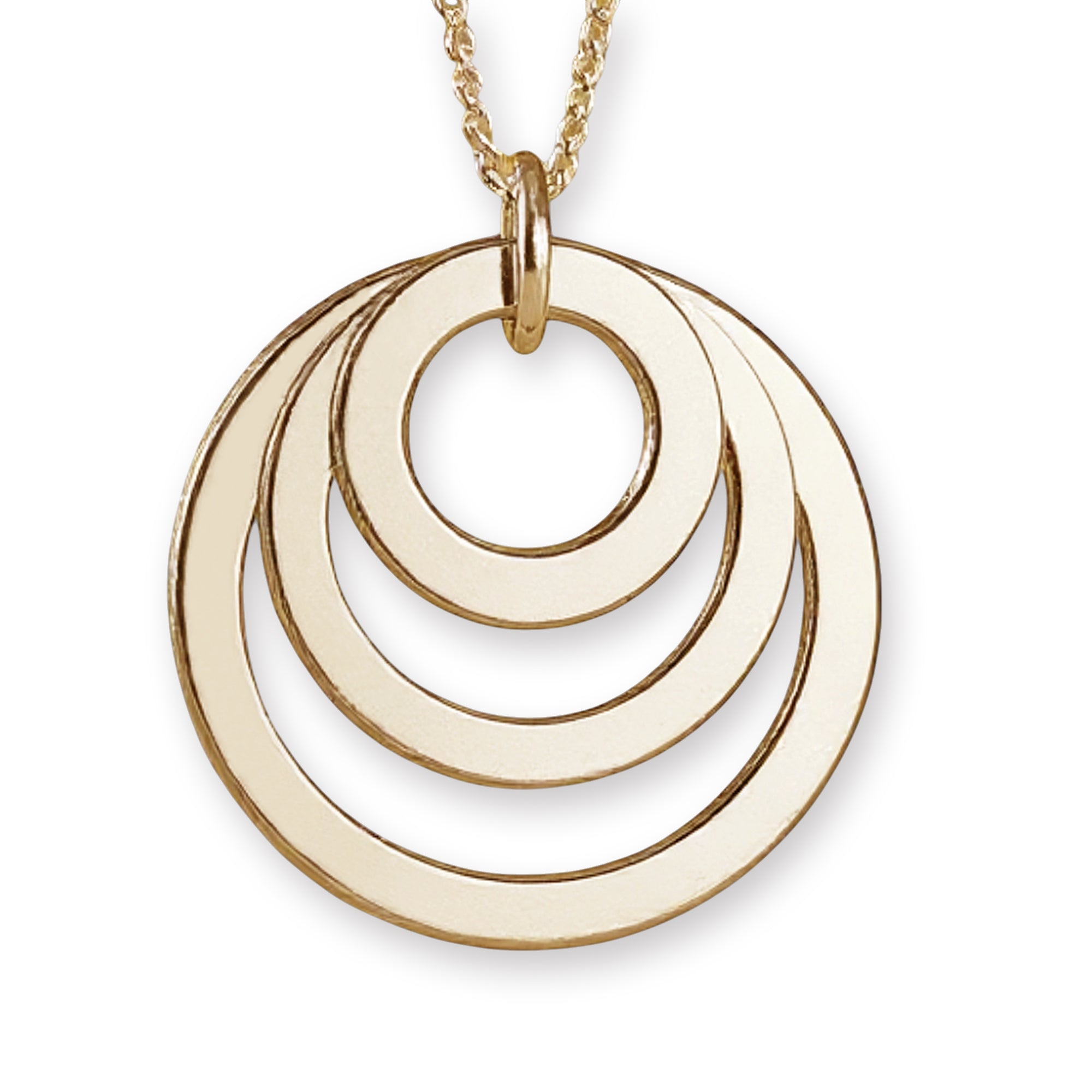 9ct Yellow Gold Triple Disc Personalised Family Necklace