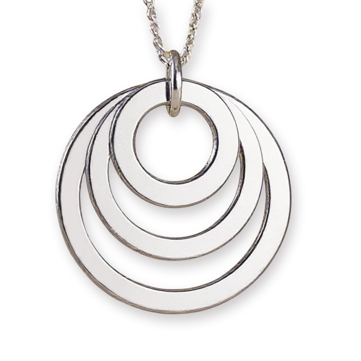 9ct White Gold Triple Disc Personalised Family Necklace - Love Silver Jewellery