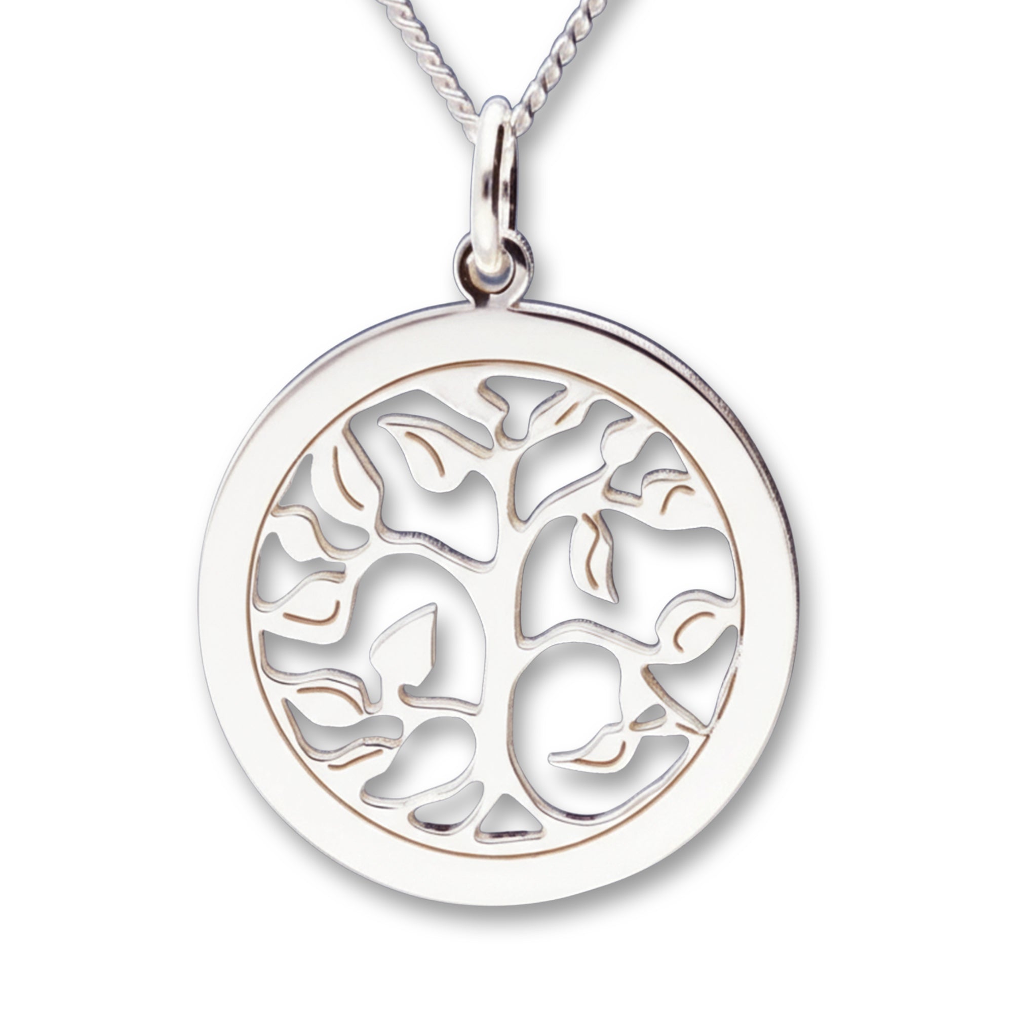 Sterling Silver Filigree Tree of Life Disc Personalised Family Necklace