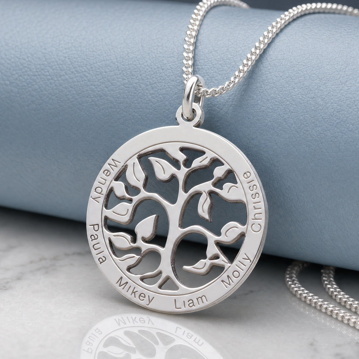 Sterling Silver Filigree Tree of Life Disc Personalised Family Necklace