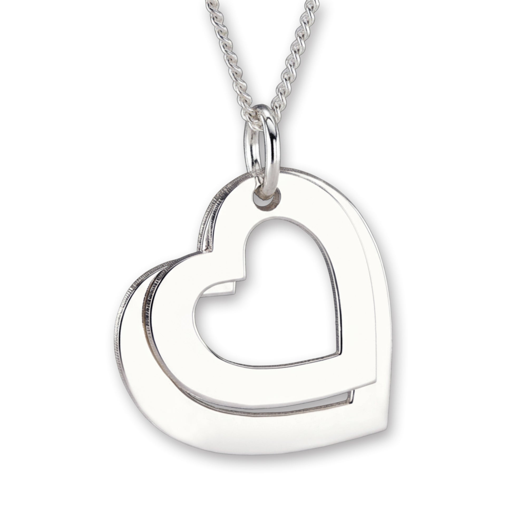 Sterling Silver Double Heart Personalised Family Necklace