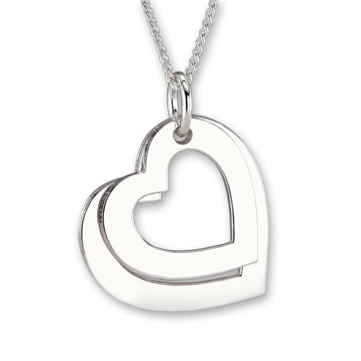 9ct White Gold Personalised Two Hearts Necklace - Love Silver Jewellery