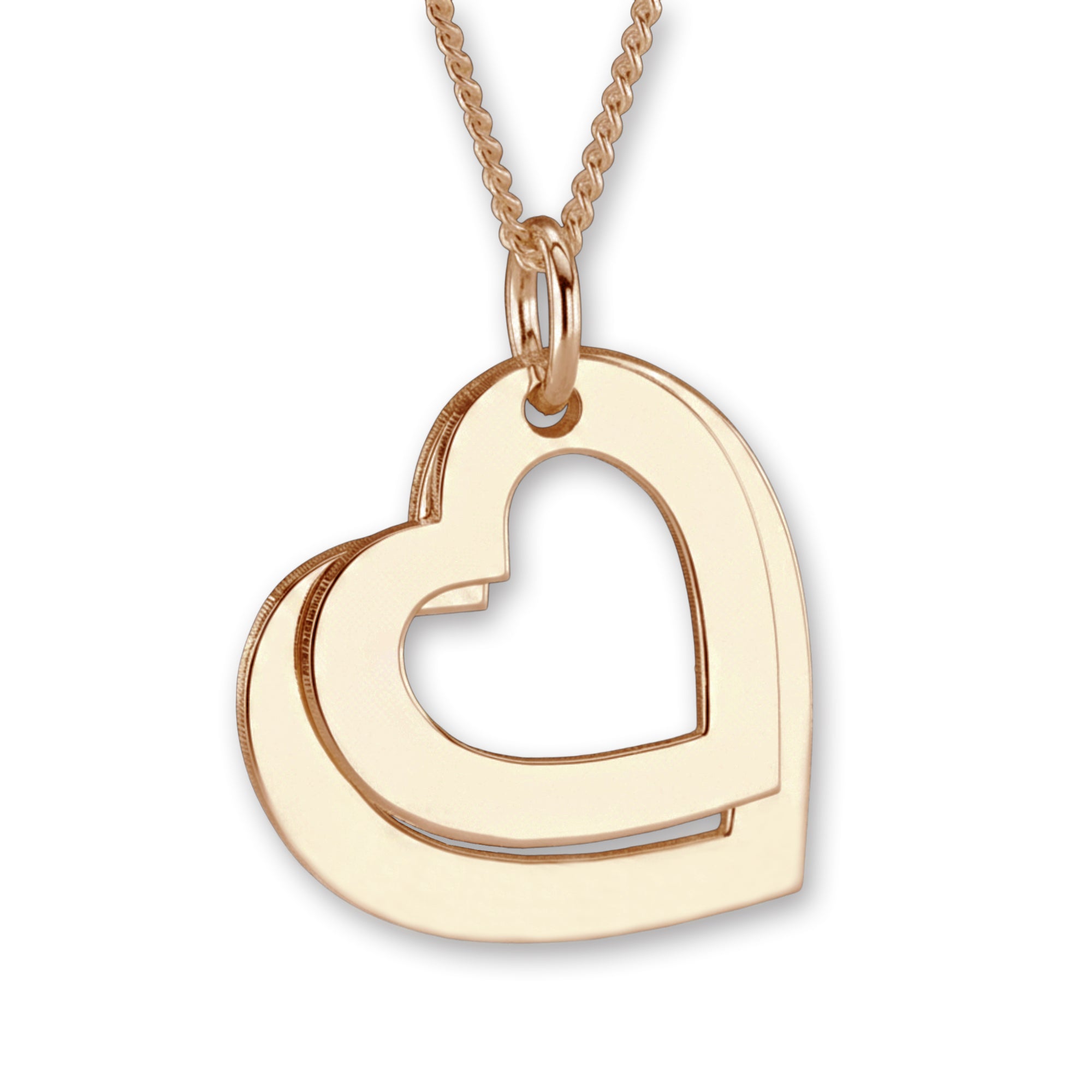 9ct Yellow Gold Personalised Two Hearts Necklace