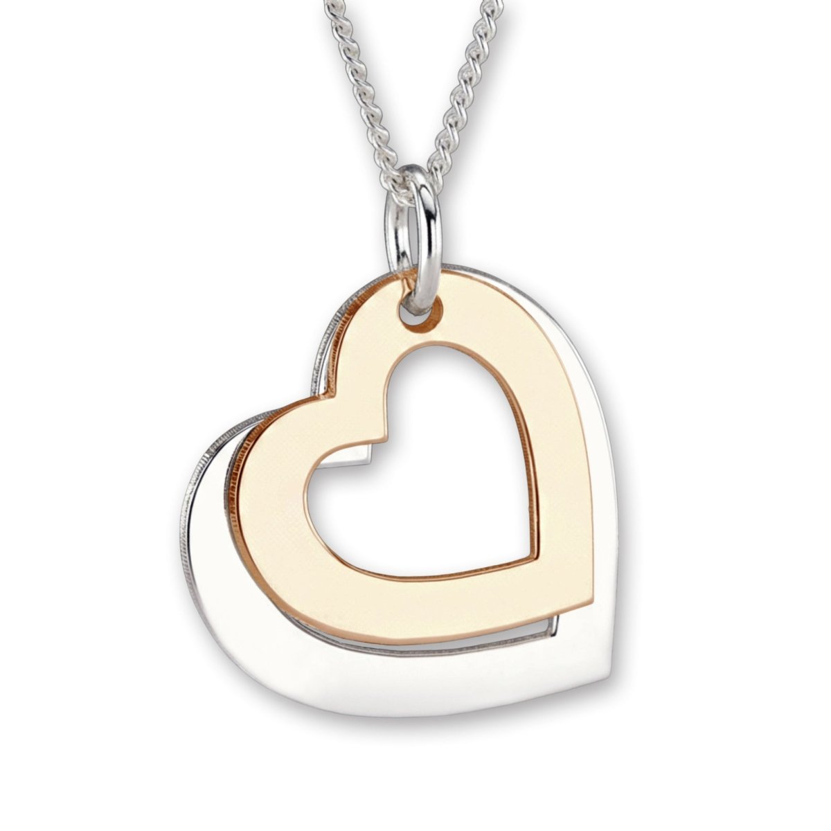 9ct Gold Personalised Two Hearts Necklace - Love Silver Jewellery