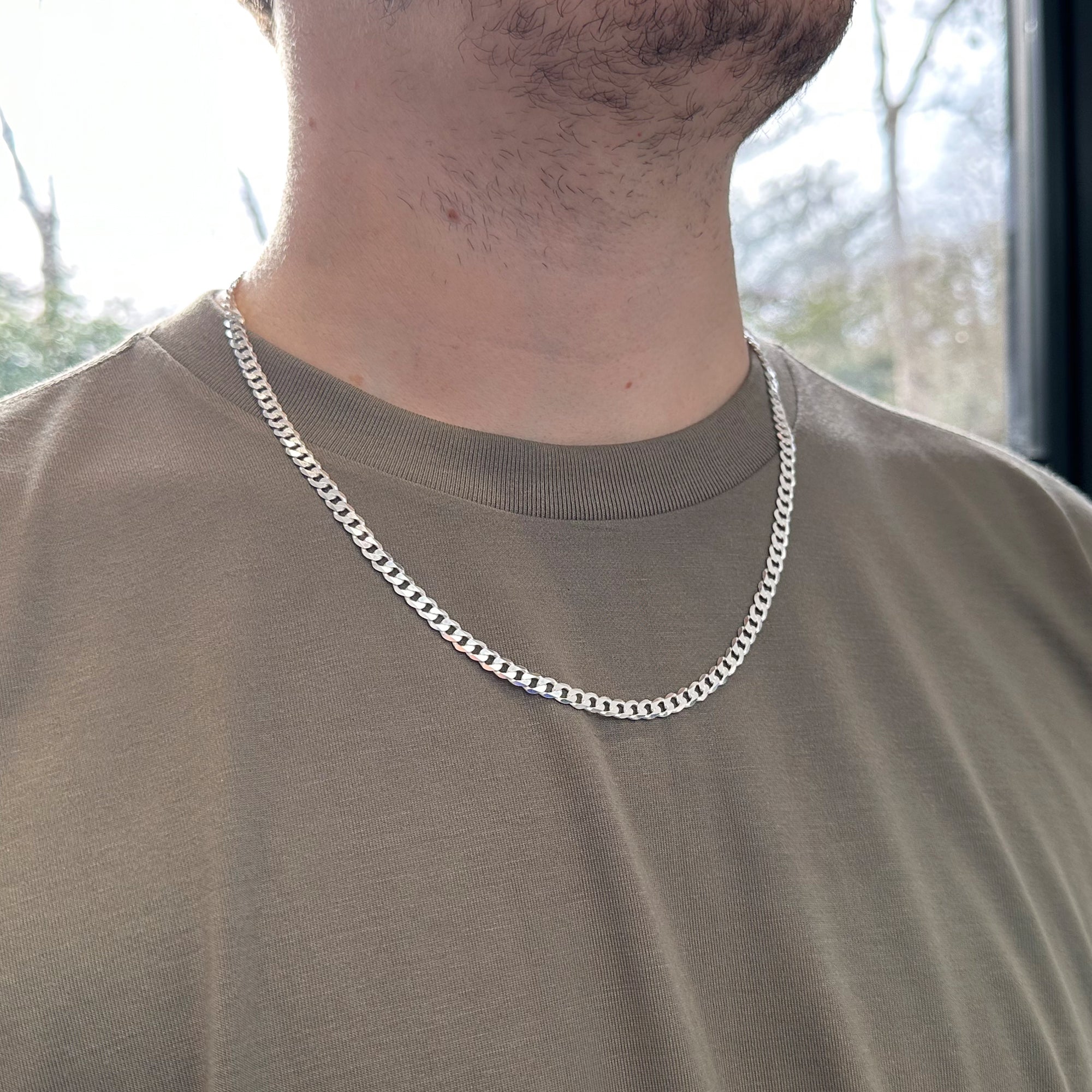 Sterling Silver 5.2mm Diamond Cut Curb Chain