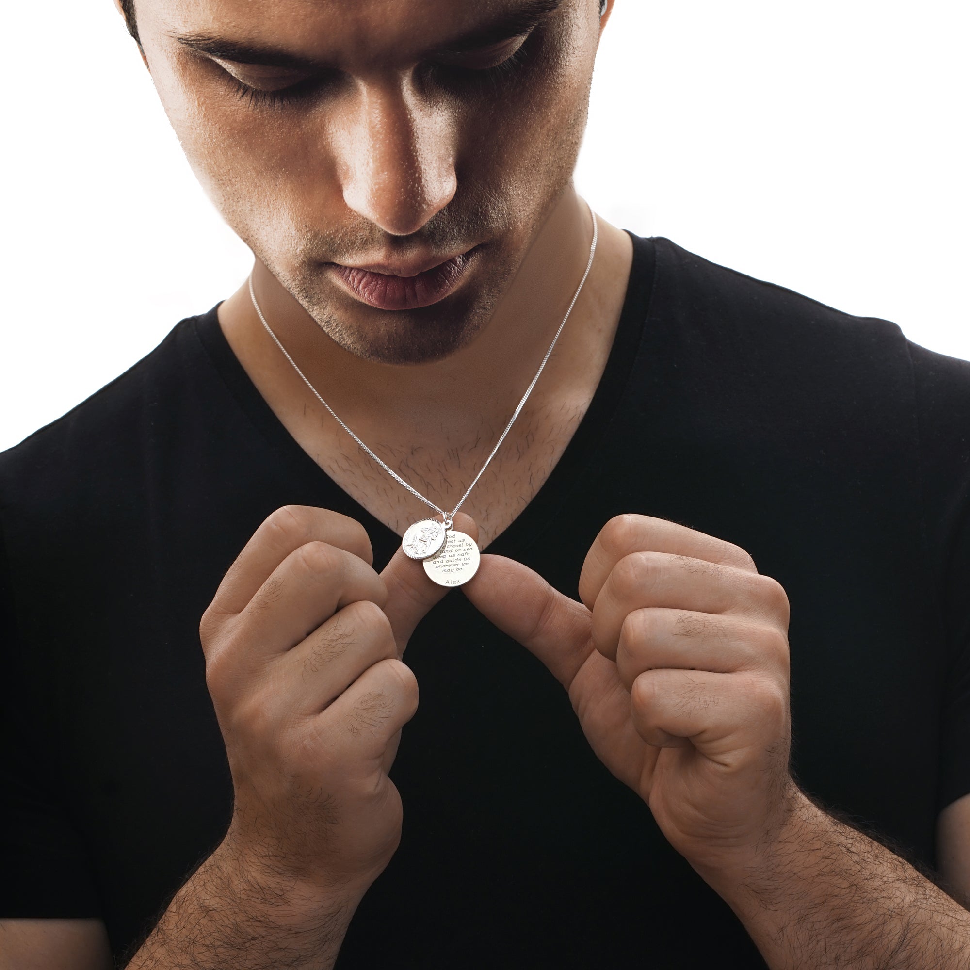 Sterling Silver Personalised St Christopher With Concealed Travellers Prayer