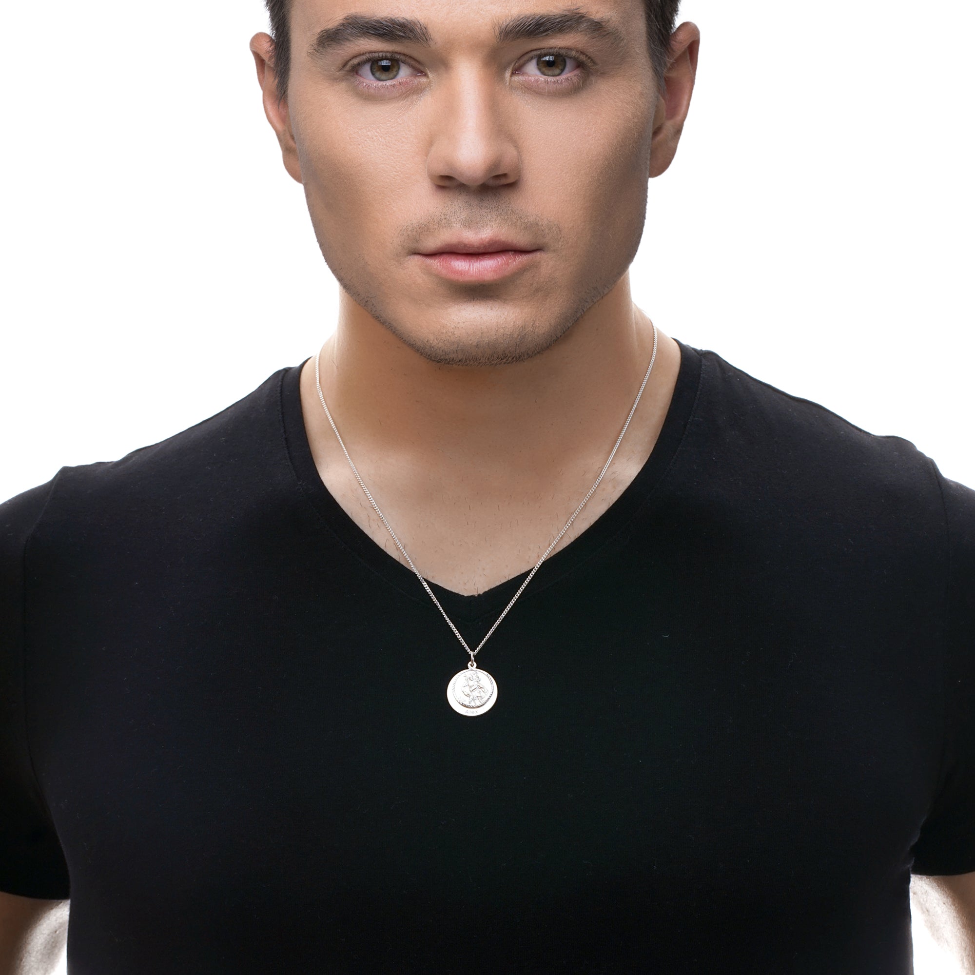 Sterling Silver Personalised St Christopher With Concealed Travellers Prayer