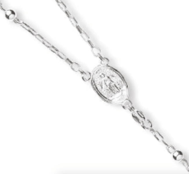 Sterling Silver 3mm Rosary Bead Necklace - Love Silver Jewellery