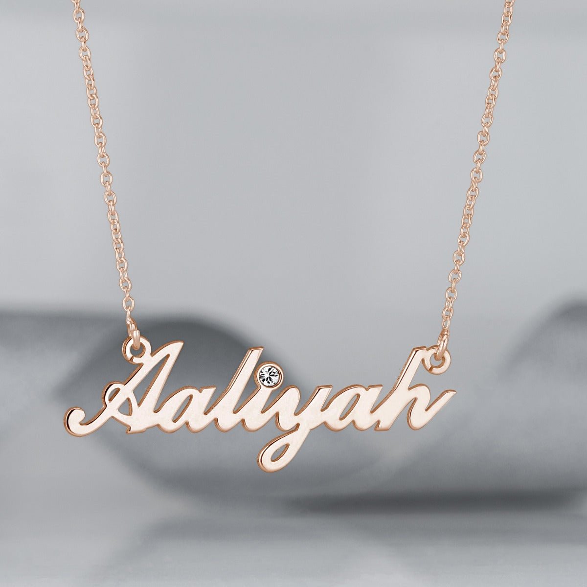 9ct Rose Gold Plated Carrie Style Personalised Name Necklace With Diamond - Love Silver Jewellery