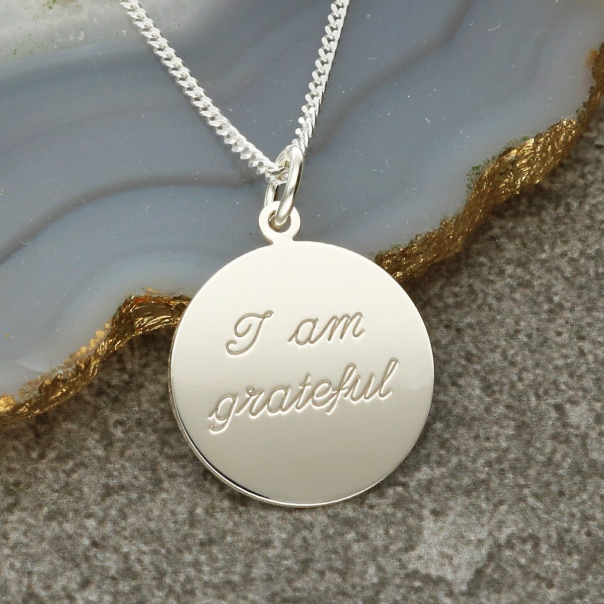 Sterling Silver Affirmation Disc Necklace With Optional Charm And Personalised Engraving - Love Silver Jewellery