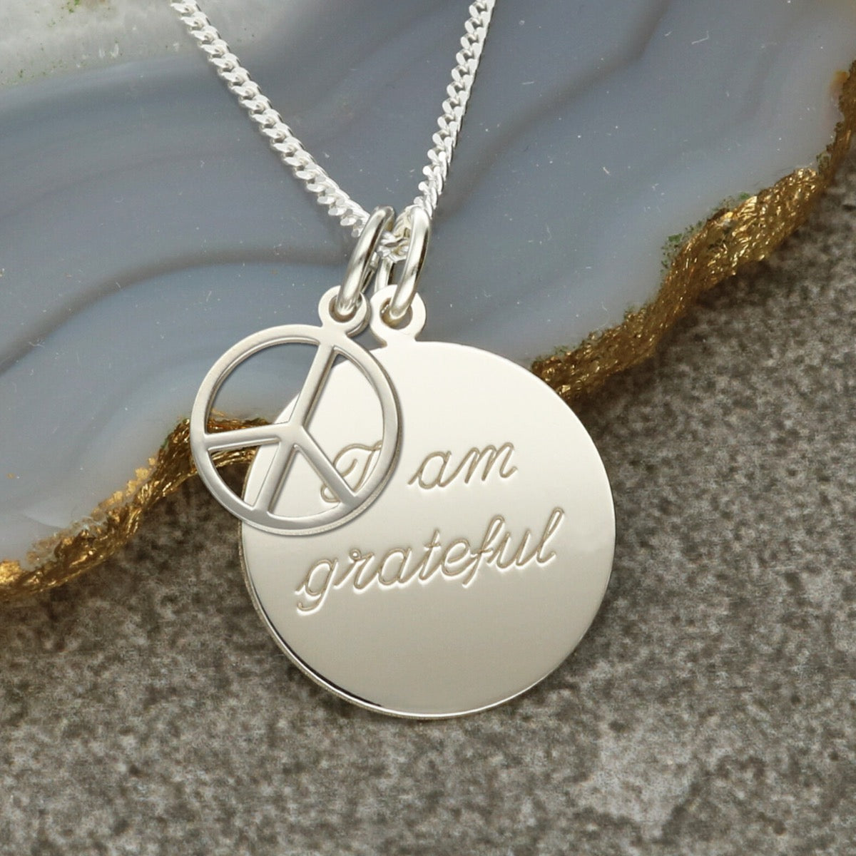 Sterling Silver Affirmation Disc Necklace With Optional Charm And Personalised Engraving