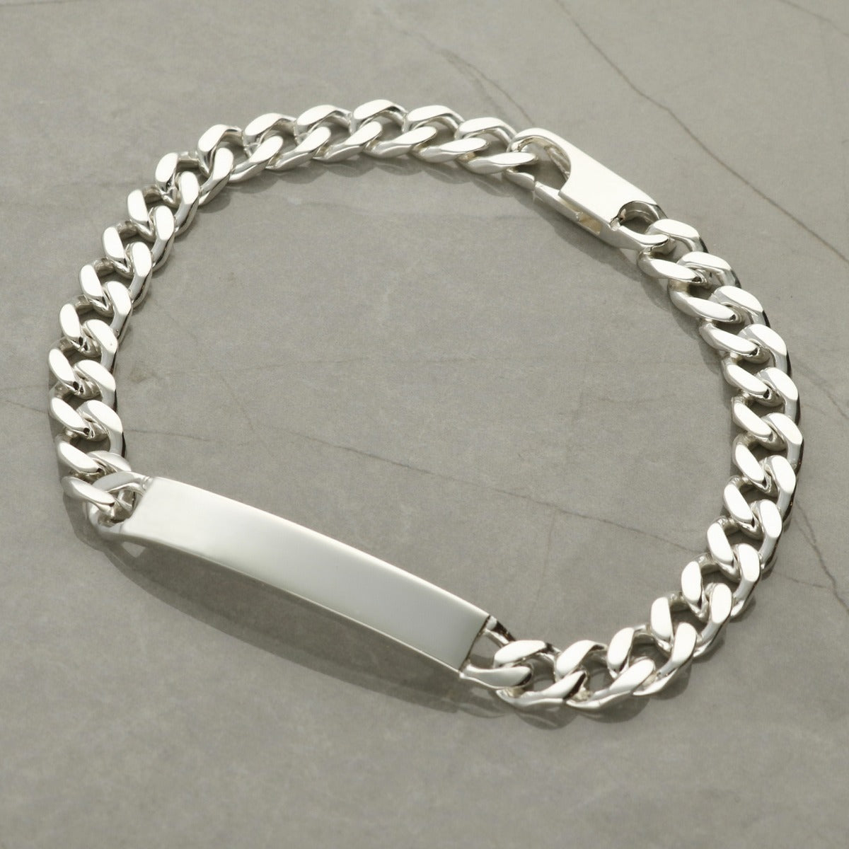 Sterling Silver Deep Curb ID Bracelet For Men With Optional Engraving