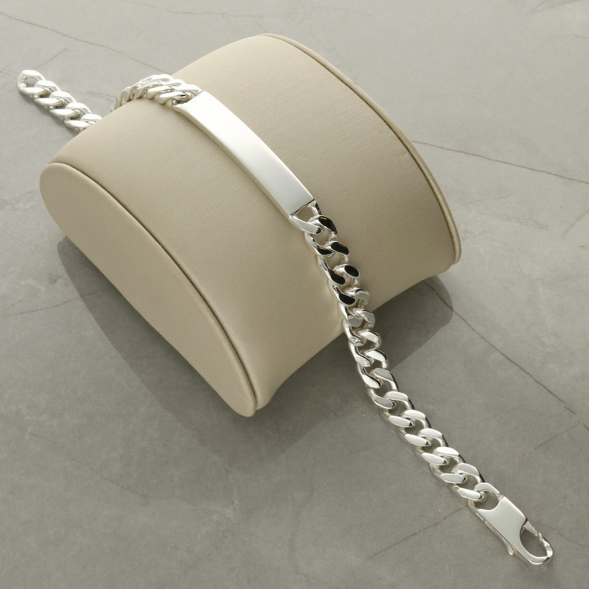 Sterling Silver Deep Curb ID Bracelet For Men With Optional Engraving