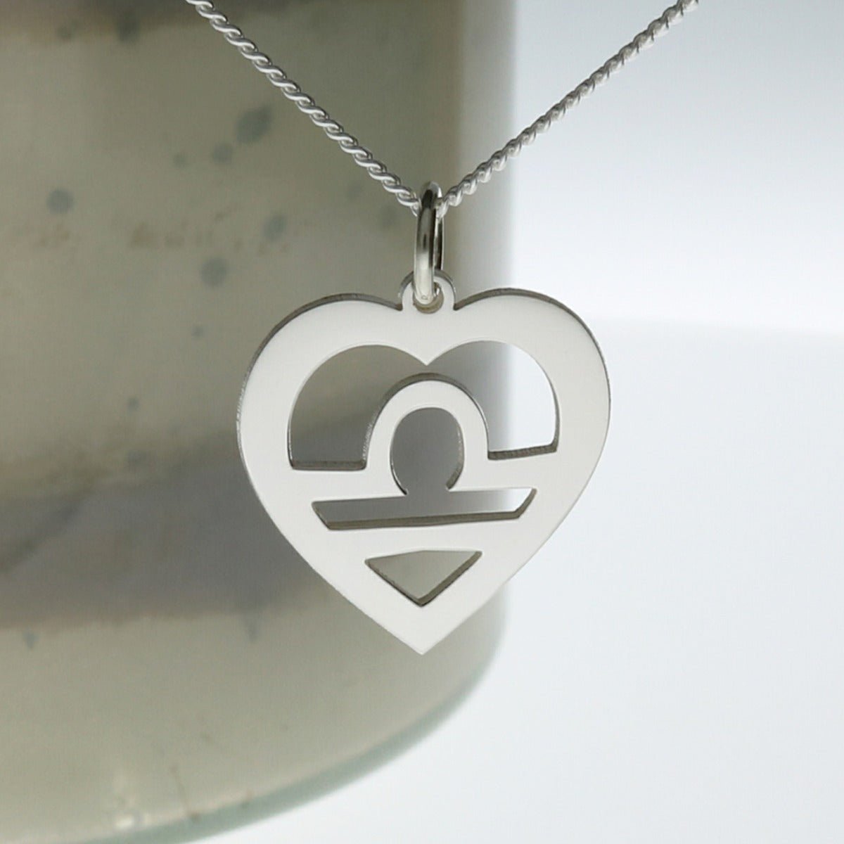 Sterling Silver Star Sign Heart Pendant With Optional Engraving & Chain - Love Silver Jewellery