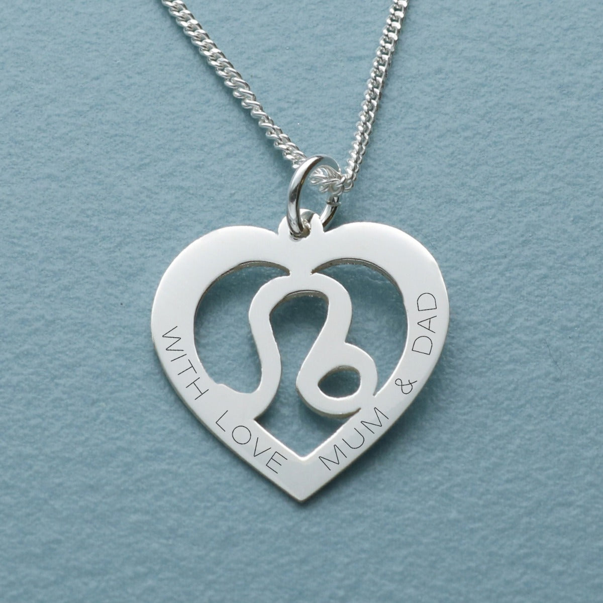 Sterling Silver Star Sign Heart Pendant With Optional Engraving & Chain