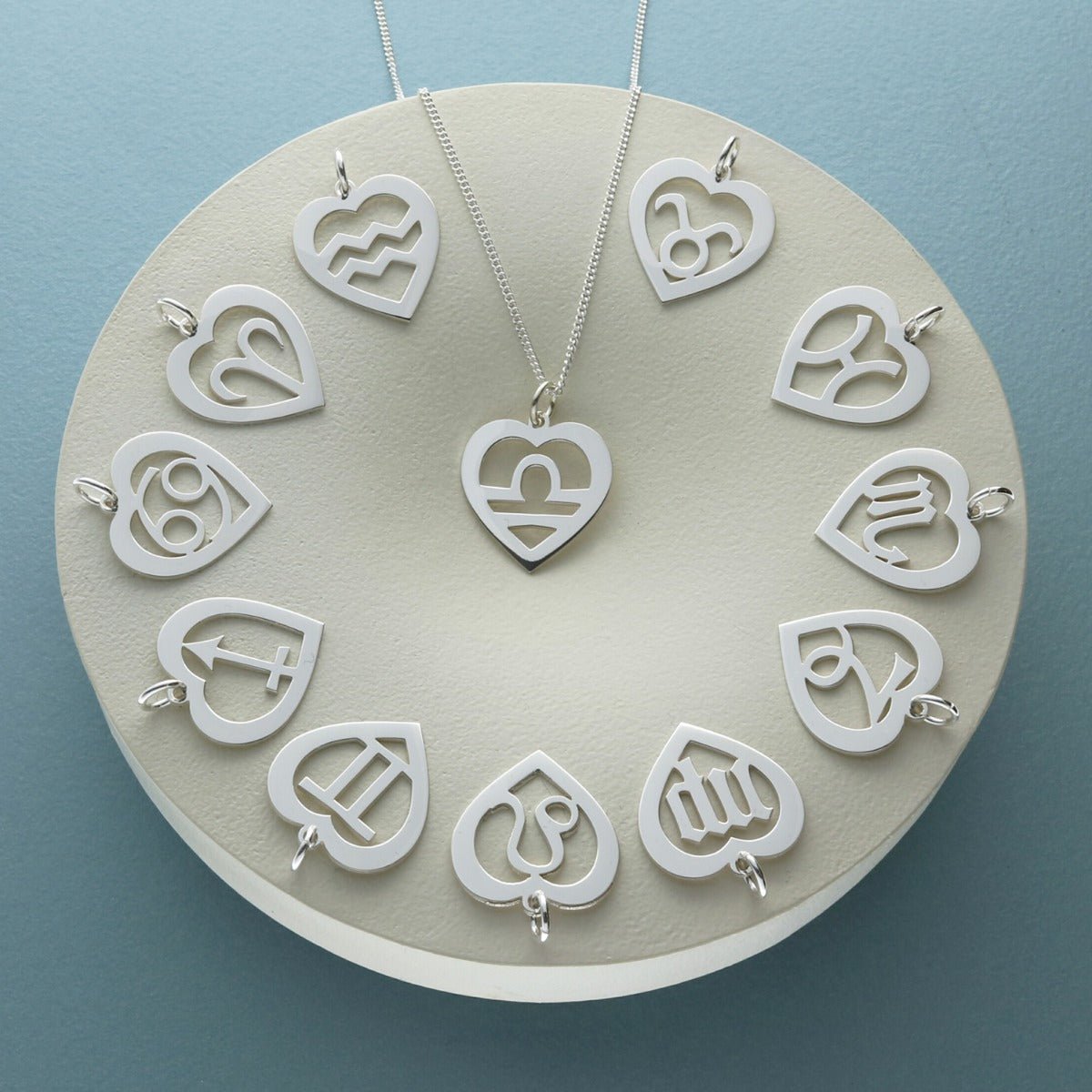 Sterling Silver Star Sign Heart Pendant With Optional Engraving & Chain - Love Silver Jewellery