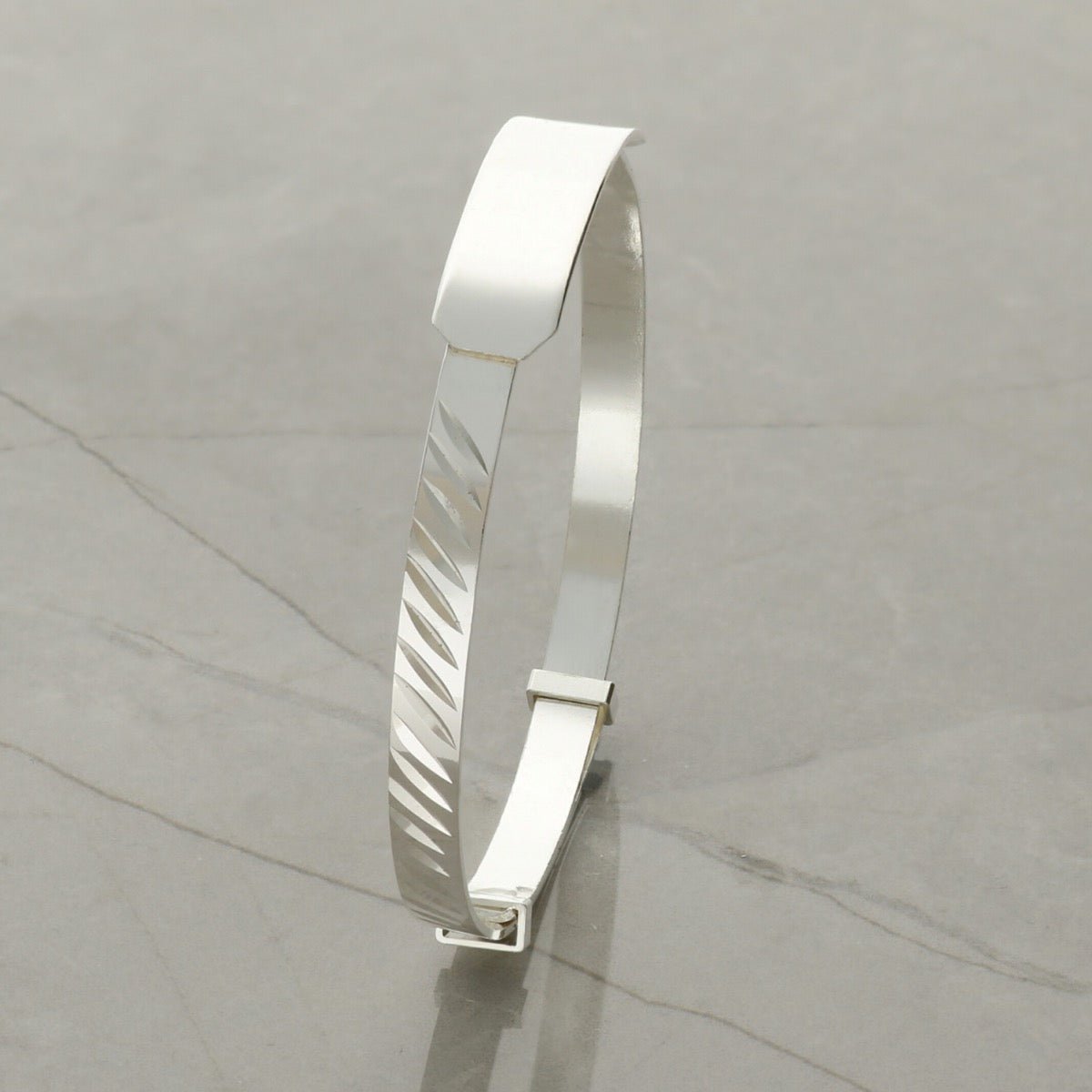 Sterling Silver Engraved Baby and Small Child Expandable ID Bangle - Love Silver Jewellery