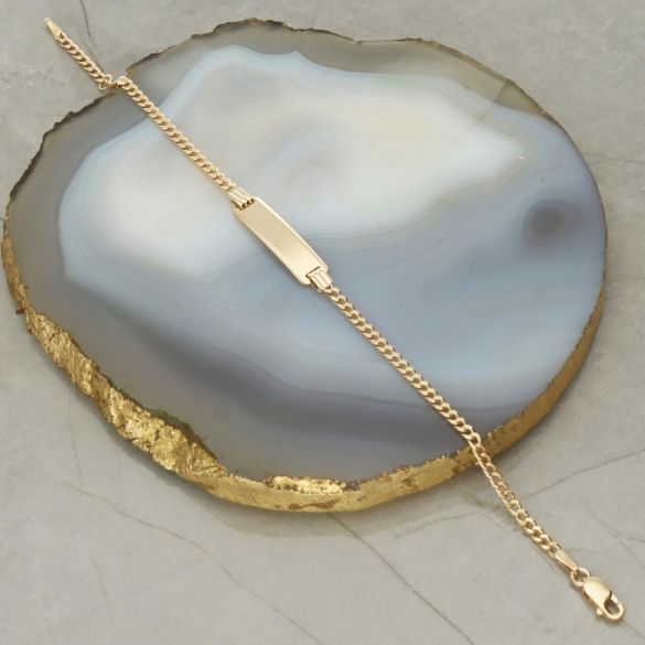 9ct Yellow Gold Kids / Baby Curb ID Bracelet With Optional Engraving - Love Silver Jewellery