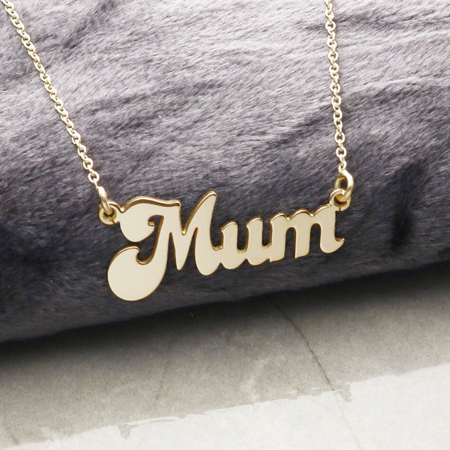 9ct Yellow Gold Banana Split Style Mum Necklace - Love Silver Jewellery