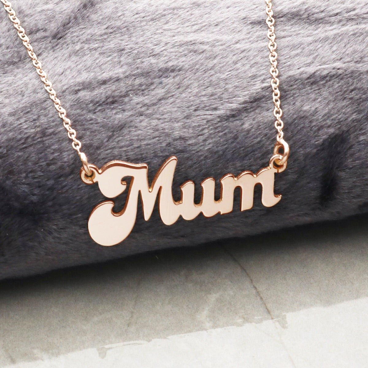 9ct Rose Gold Plated Banana Split Style Mum Necklace - Love Silver Jewellery
