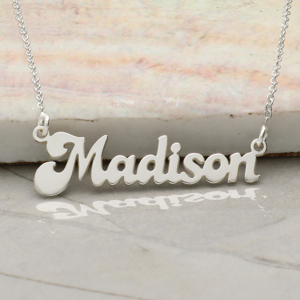 Sterling Silver Retro 70s Style Personalised Name Necklace