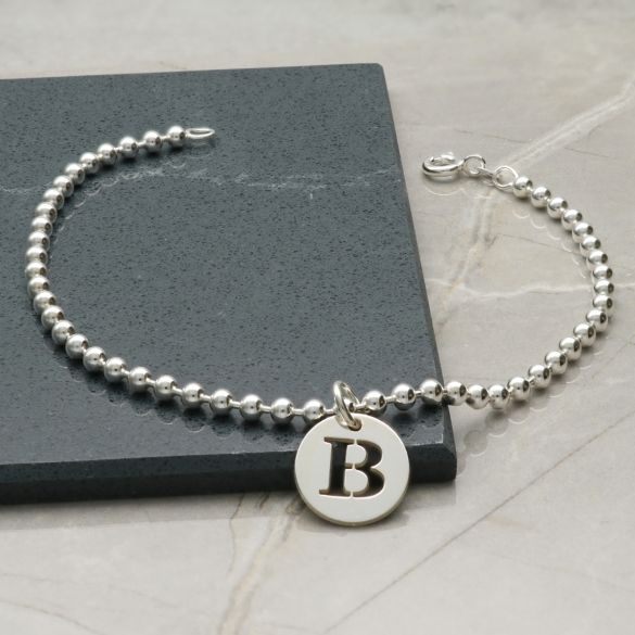 Sterling Silver Anklet With Chain Style Choice & Initial Charm - Love Silver Jewellery