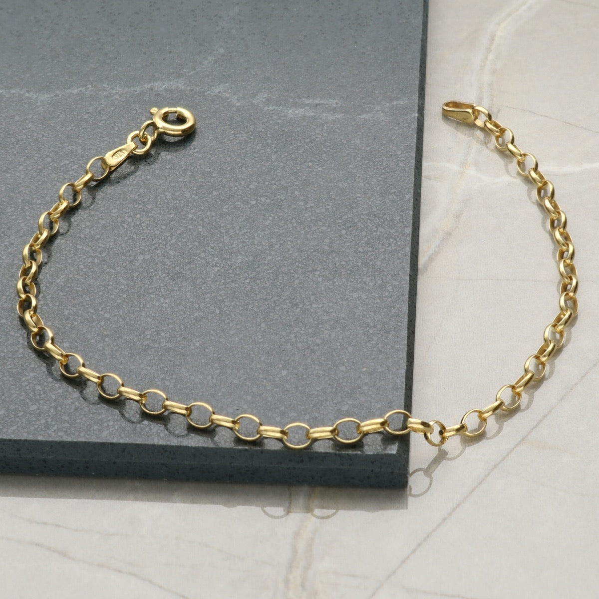 9ct Yellow Gold Plated Belcher Link Anklet - Love Silver Jewellery