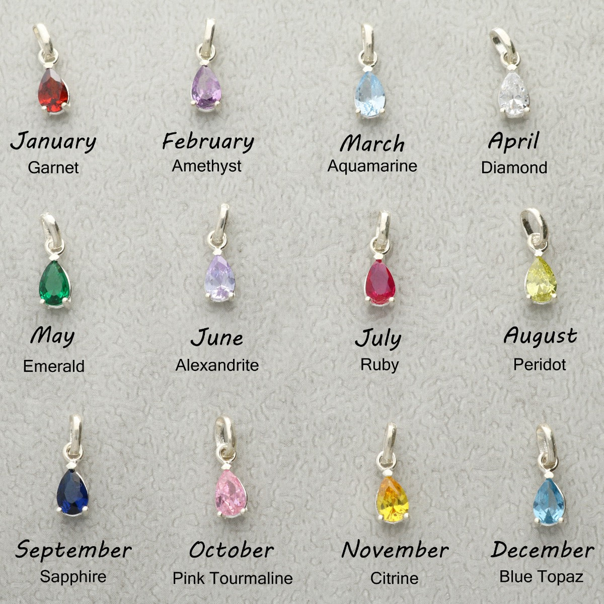 Personalised Sterling Silver 3D Bar & Teardrop Birthstone Necklace
