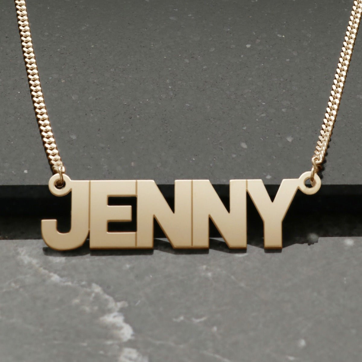 9ct Yellow Gold Plated Block Style Personalised Name Necklace