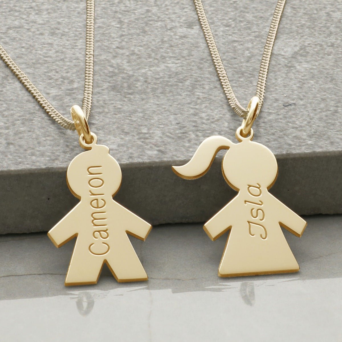 9ct Yellow Gold Plated Boy Or Girl Pendant With Name & Optional Chain - Love Silver Jewellery