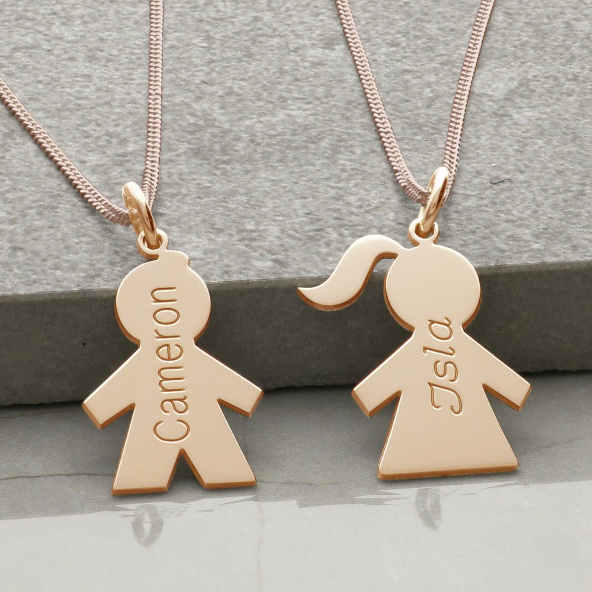 9ct Rose Gold Plated Engraved Boy Or Girl Pendant & Optional Chain - Love Silver Jewellery