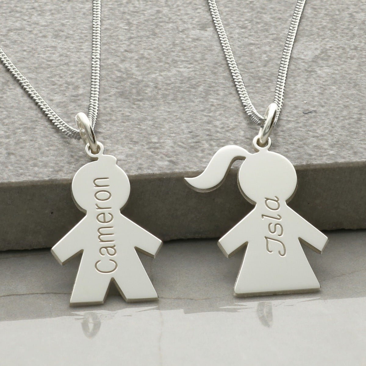 Sterling Silver Boy Or Girl Pendant With Name & Chain - Love Silver Jewellery
