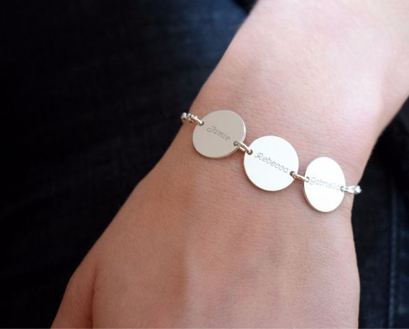 Sterling Silver Personalised 3 Disc Bracelet - Love Silver Jewellery