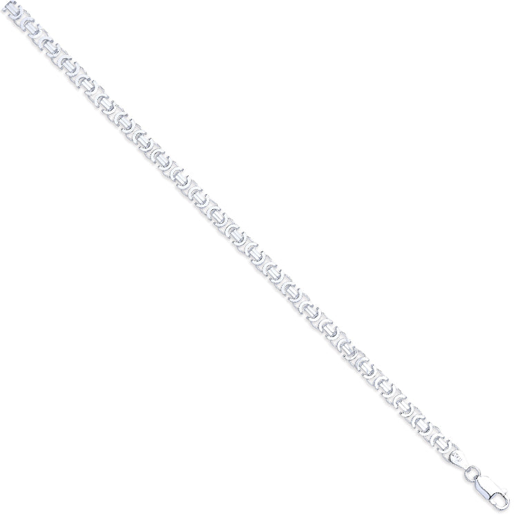 Sterling Silver Ladies 4mm Byzantine Fancy Bracelet