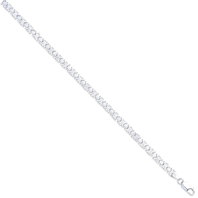 Sterling Silver Ladies 4mm Byzantine Fancy Bracelet - Love Silver Jewellery