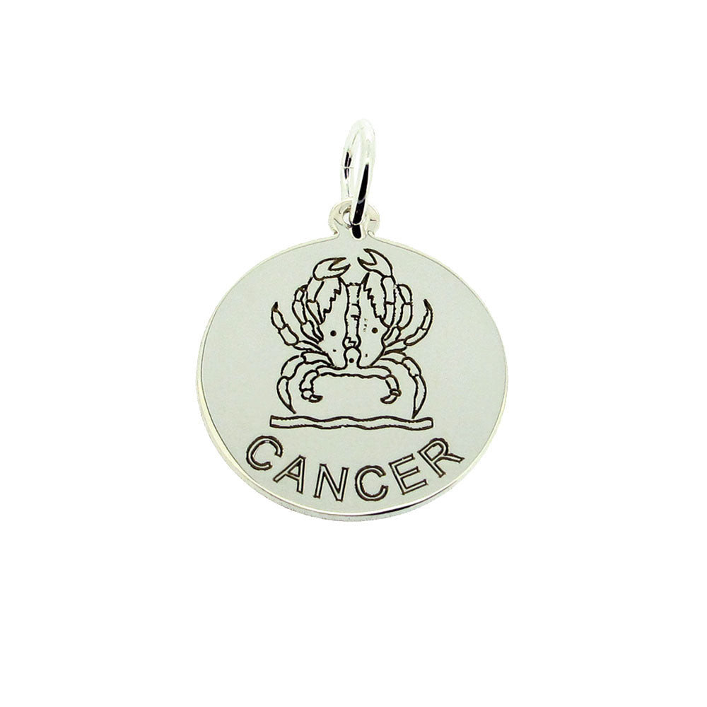 Sterling Silver 20mm Round Zodiac Pendant Necklace With Optional Engraving