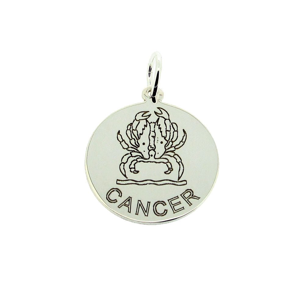 Sterling Silver 20mm Round Zodiac Pendant Necklace With Optional Engraving - Love Silver Jewellery