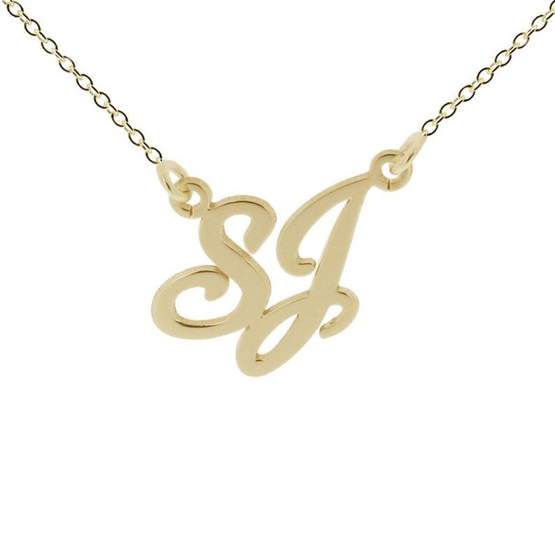 9ct Yellow Gold Carrie Style Double Initial Pendant - Love Silver Jewellery