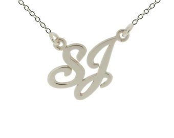 Sterling Silver Carrie Style Double Initial Pendant - Love Silver Jewellery
