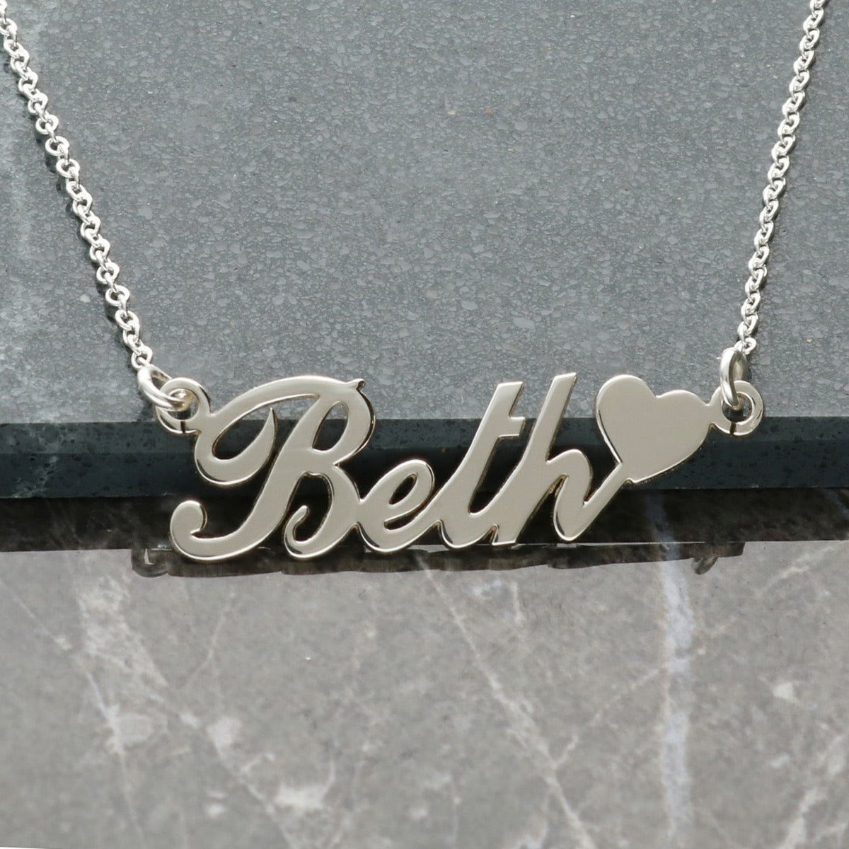 Sterling Silver Carrie Style Personalised Name Necklace with Heart